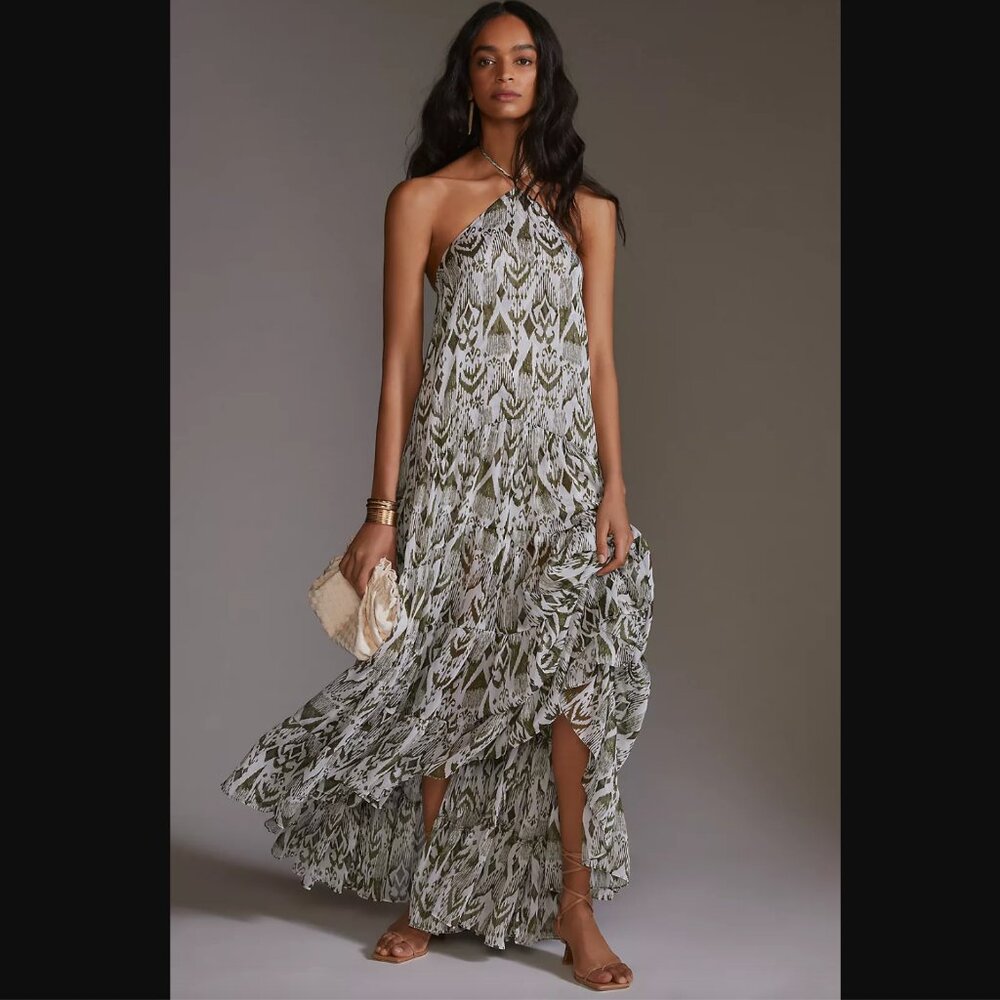 Anthropologie MISA Printed Halter Dress - XS, runs larger